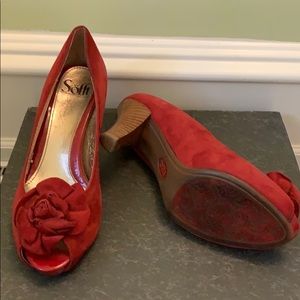 Sofft Brand Red Suede Shoes